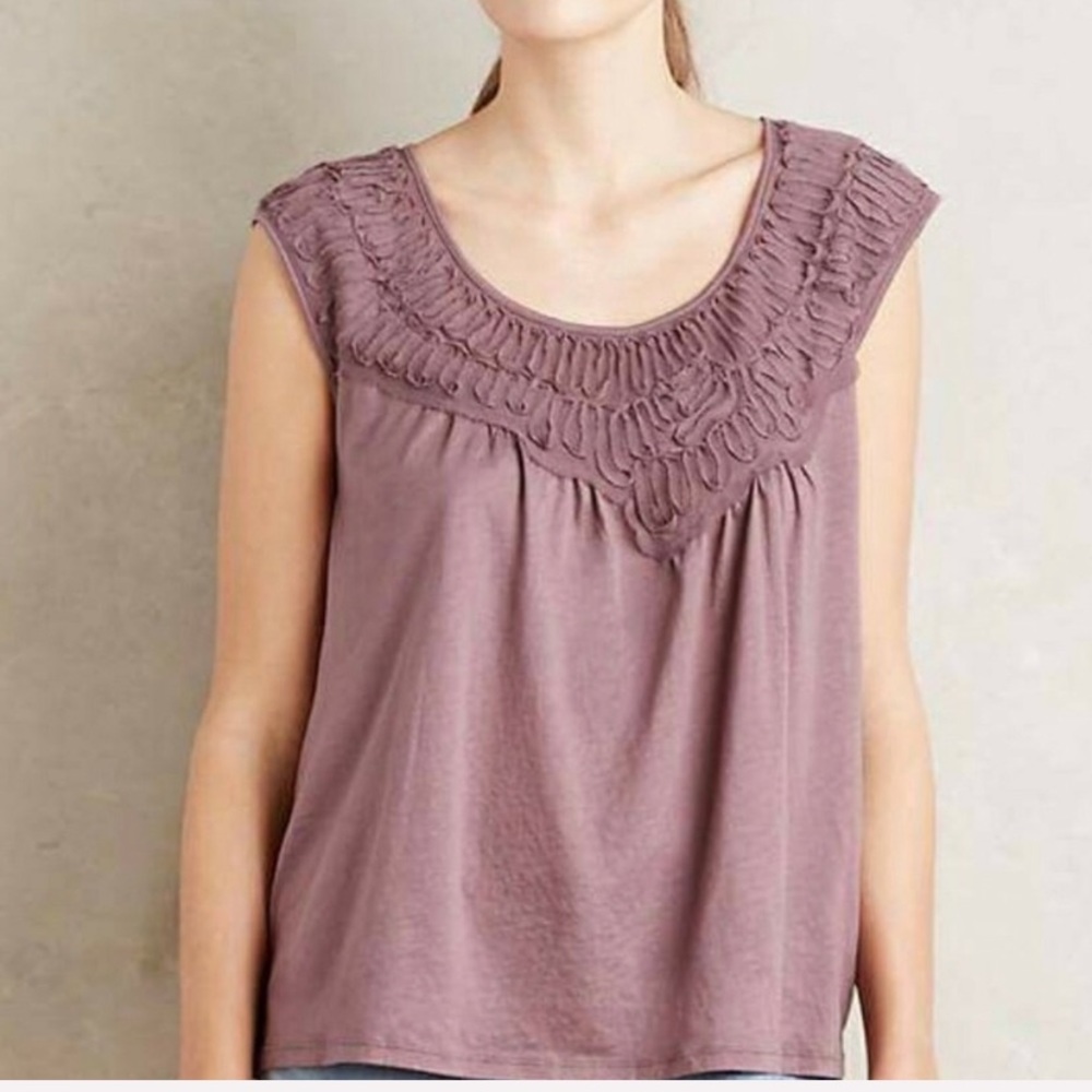Anthropologie Meadow Rue Mauve Top. Cotton-Rayon Blend. - Picture 7 of 8